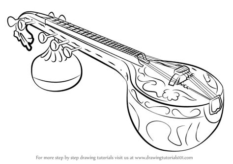 Musical Instrument Veena Pencil Drawing flow chart