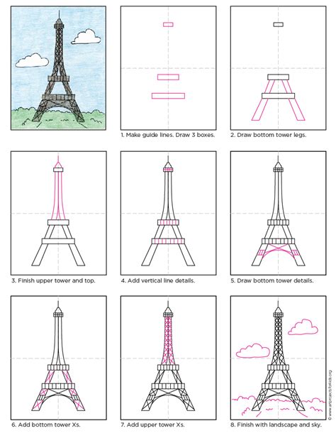 Step by Step How to Draw an Eiffel Tower