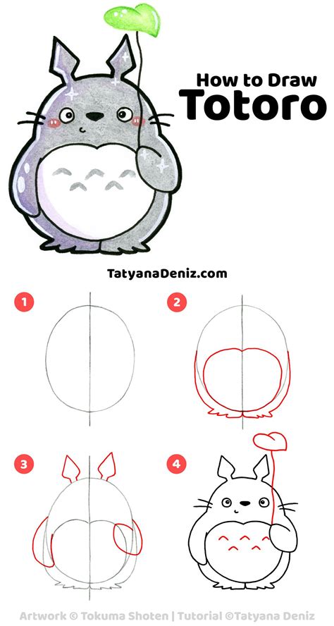 How to Draw Totoro from My Neighbor Totoro Easy Step by