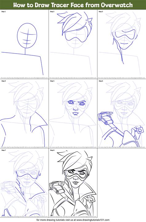 Learn How to Draw Tracer Face from Overwatch (Overwatch