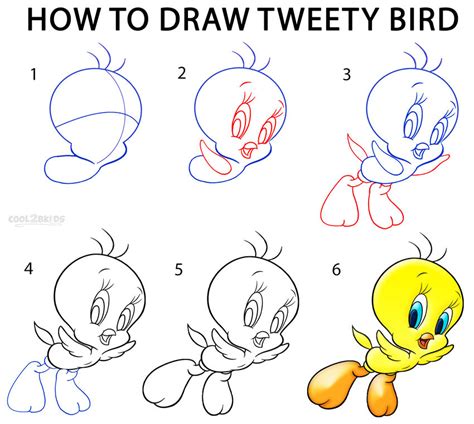 How to Draw Tweety Bird Step by Step with Umbrella tweety