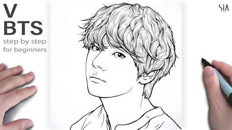 How to draw BTS V (김태형) step by step for beginners