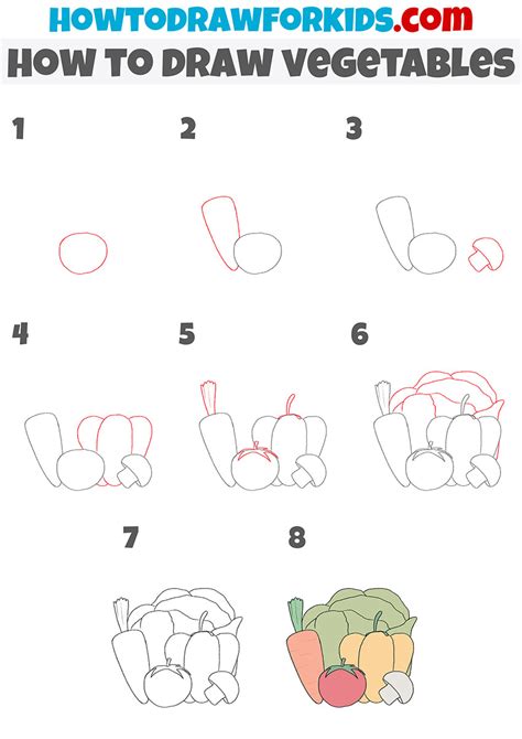 How to Draw Vegetables for Kids🍅 Step by Step Art Drawings