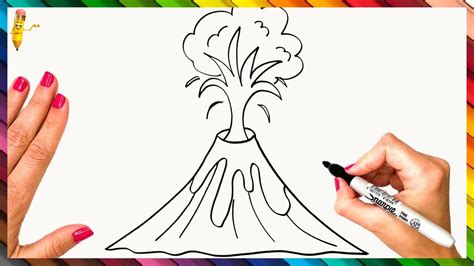 How To Draw A Volcano For Kids, Step by Step, Drawing