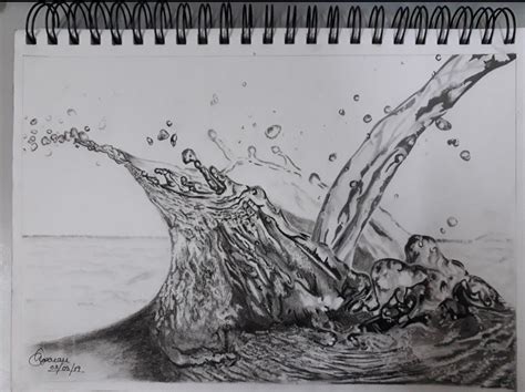 Original Charcoal drawing Glass of Water 9.5'' x by ZayaLosya