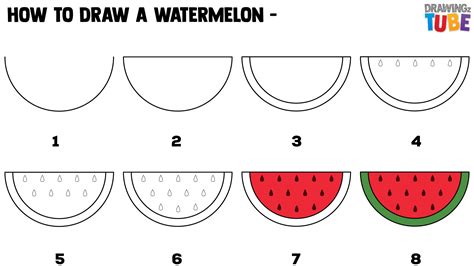 Watermelon. Drawing Tutorial. Stock Vector Illustration