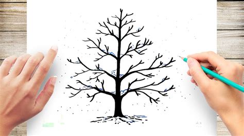 How To Draw Winter Trees, Winter Trees, Step by Step