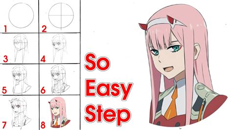 How to Draw Zero 2 from Darling in the FranXX