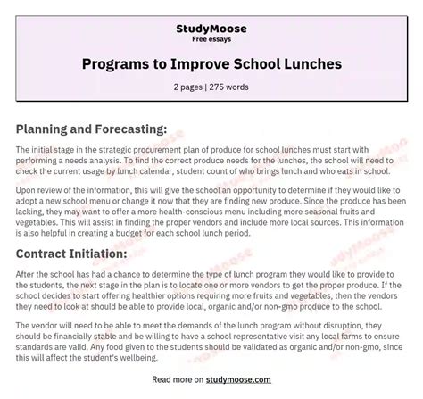 School lunch essay Premier & Unique School Writings and Services