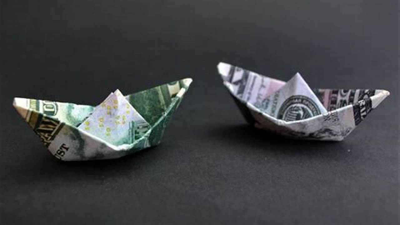 Origami Boat: Folding Instructions with a Dollar Bill