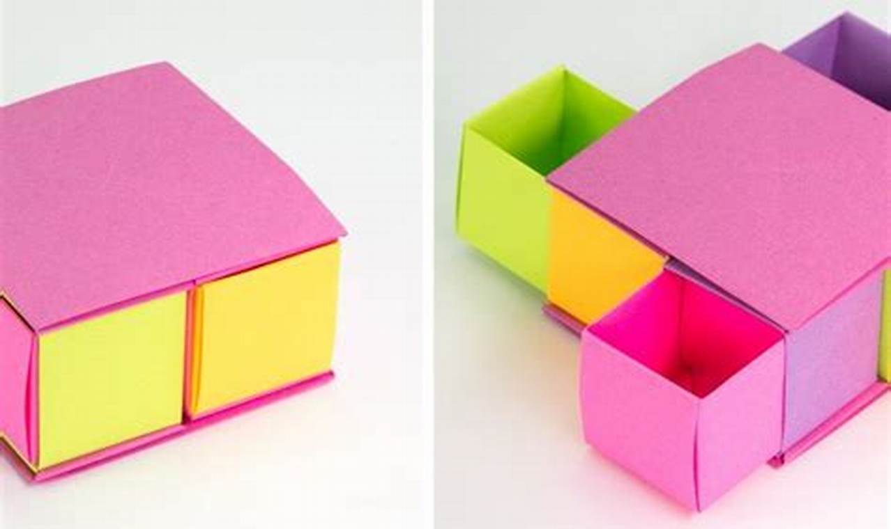 how to make an origami box with sticky notes