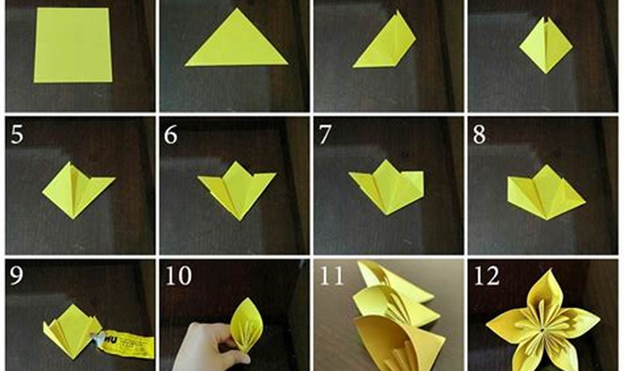 how to make origami flowers out of sticky notes