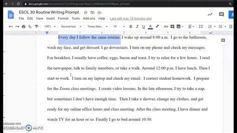 ESOL 30 How to do paragraph in Google Docs YouTube