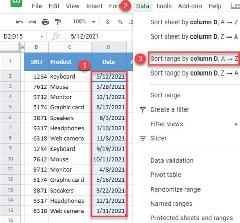 Google Sheets Sorting and Filtering Data Page 1