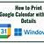 how to print google calendar with event details