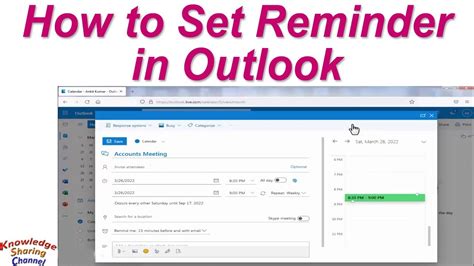 How To Set Reminder In Outlook Calendar