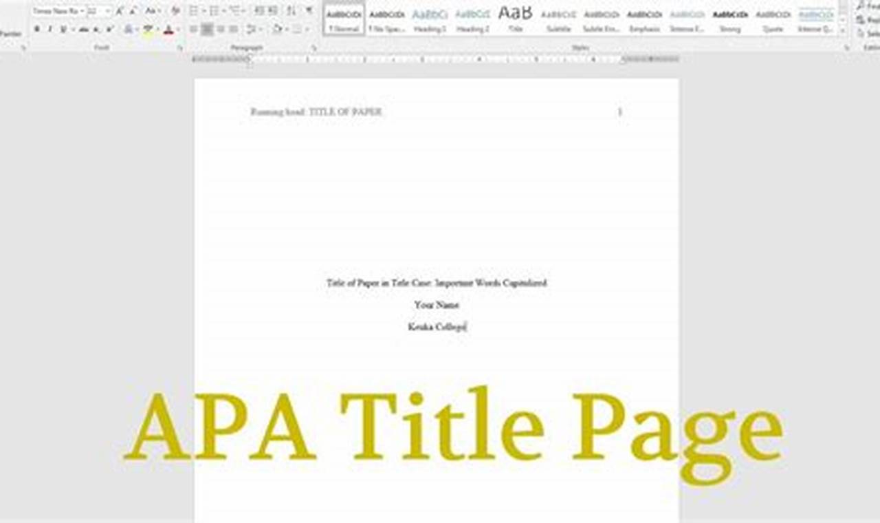 how to set up a apa title page