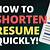 how to shorten resume