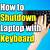 how to shut down the laptop by keyboard piano
