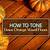 how to tone down orange wood floors