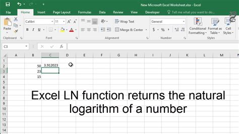 Natural Log Equation solved in Excel YouTube