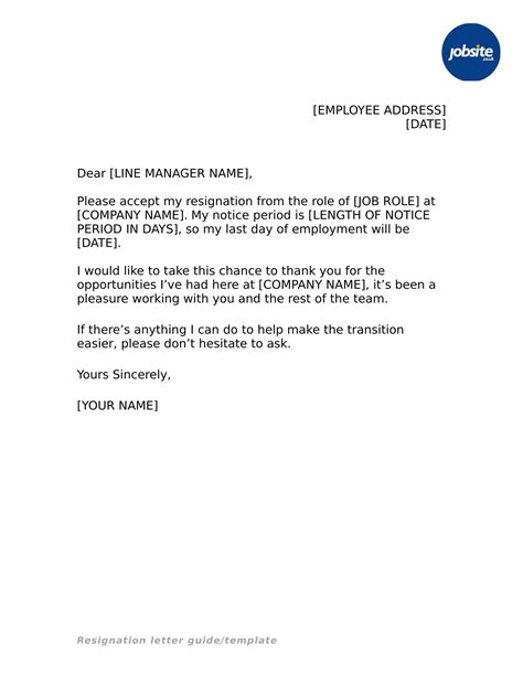 Resignation Letter in Word and Pdf formats
