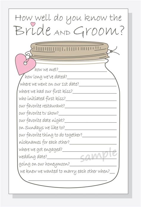 Fun and LowKey Bridal Shower Games Bridal Shower Game Printable