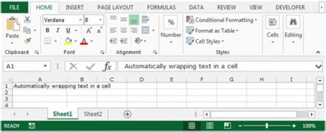 how can you automatically wrap multiple lines of text in a cell