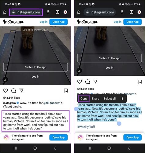 how copy text from instagram post