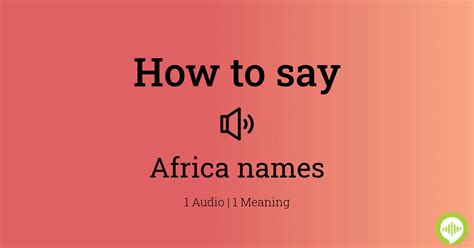 how do africans pronounce africa