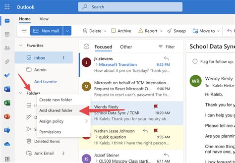 how do i access a shared inbox in outlook
