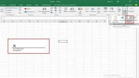 how do i add a signature to an excel sheet