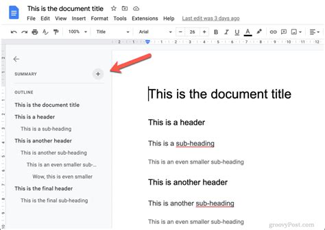 how do i add to document outline in google docs