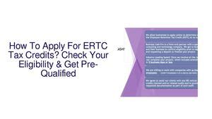 how do i apply for ertc tax credit