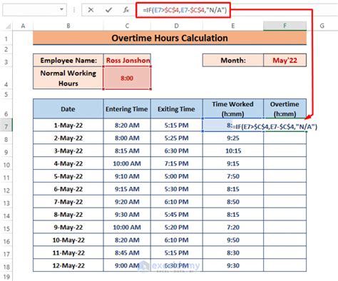 how do i calculate overtime hours in excel