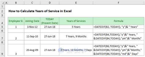 how do i calculate service years in excel