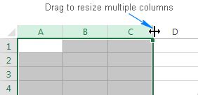 how do i change multiple column widths in excel
