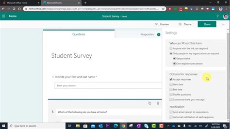 how do i change the link name in microsoft forms