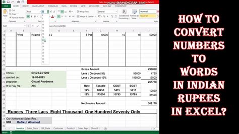 how do i convert numbers to words in excel automatically in rupees