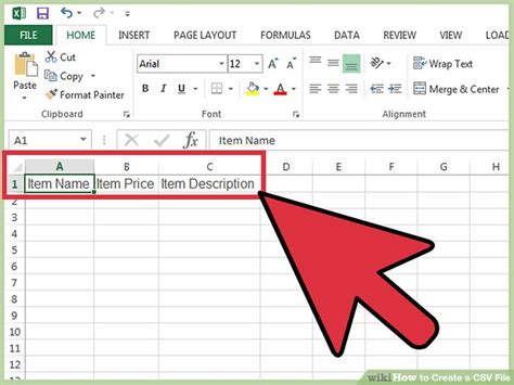 Create CSV File from Excel