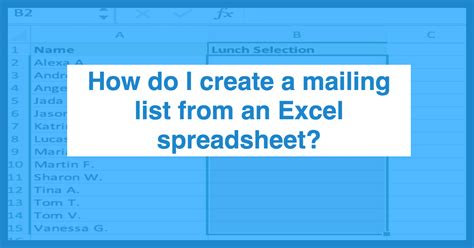 how do i create a mailing list from an excel spreadsheet