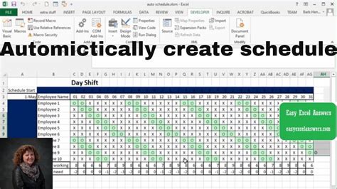 how do i create a shift schedule in excel