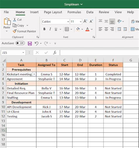 how do i create a work plan in excel