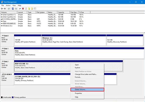 how do i delete a partition in windows 10
