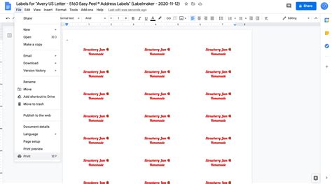 how do i do avery labels in google docs