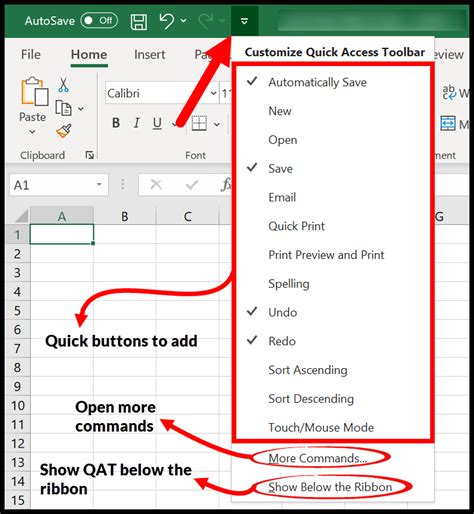 how do i get my quick access toolbar back in excel