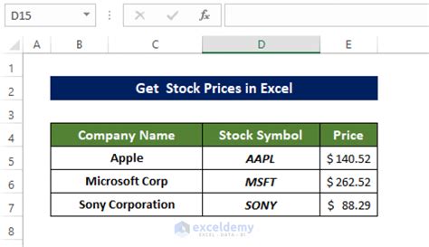 how do i get stock price data in excel