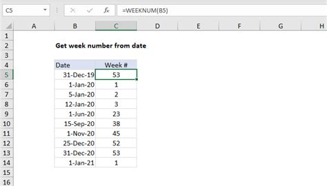 how do i get the week number in excel