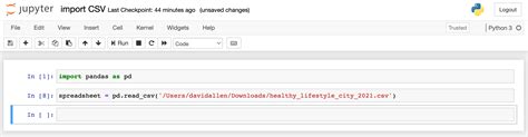 how do i import a csv file into jupyter