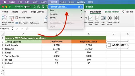 how do i insert a checkbox in excel without the developer tab